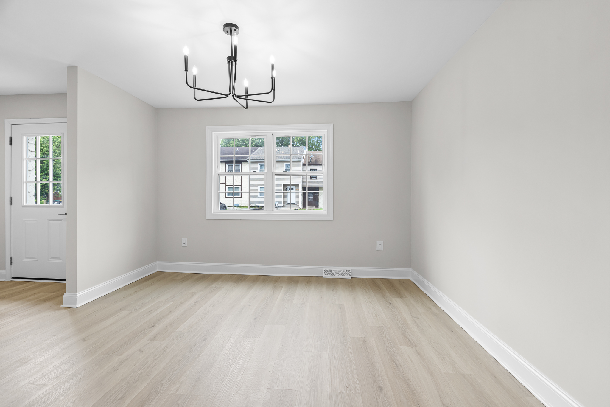 Renovated interior room with modern finishes