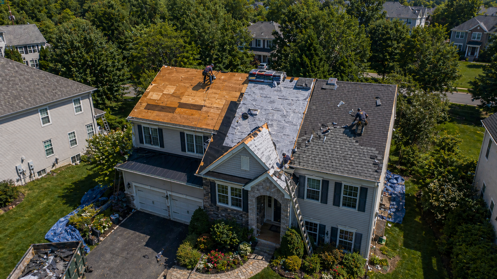 Complete tear-off and replacement.